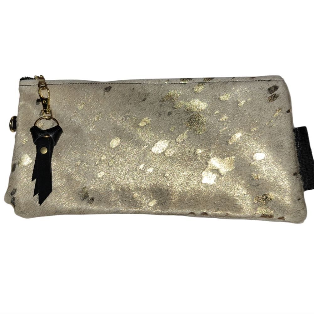 Designed for Joy  Animal Hair Clutch Case Pouch Bag Gold Flecks